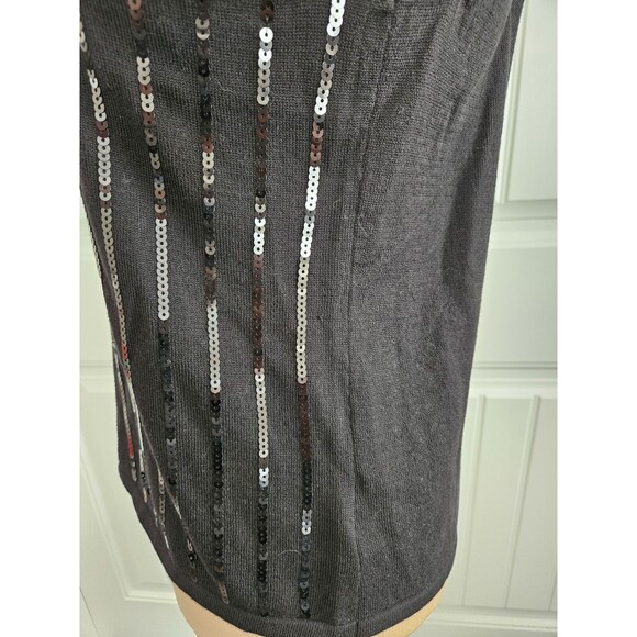 Michael Kors Black Sequined Stripe Knit Tank Top M NWT Sparkle - Picture 5 of 10